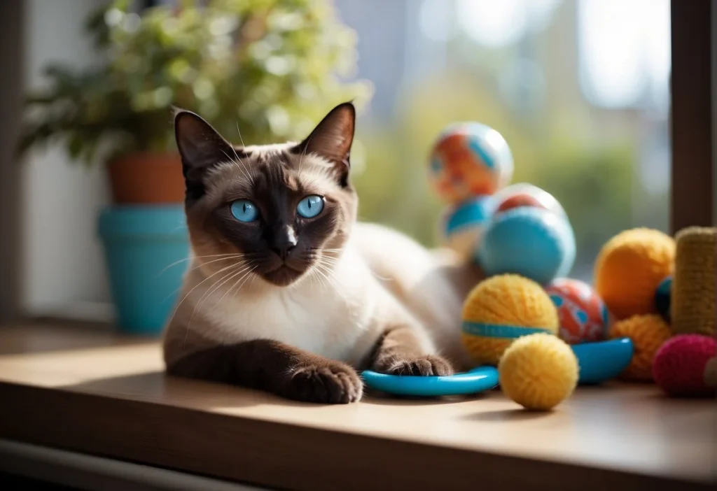 A Siamese cat lounges on a sunlit windowsill, surrounded by books and plants. Its sleek, slender body and striking blue eyes exude an air of elegance and intelligence

What Cat Breed Lives The Longest? Top 10 Longest-Lived Cats