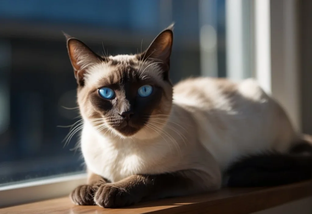 A Siamese cat lounges on a sunlit windowsill, its sleek body and striking blue eyes conveying an air of elegance and grace

What Cat Breed Lives The Longest? Top 10 Longest-Lived Cats