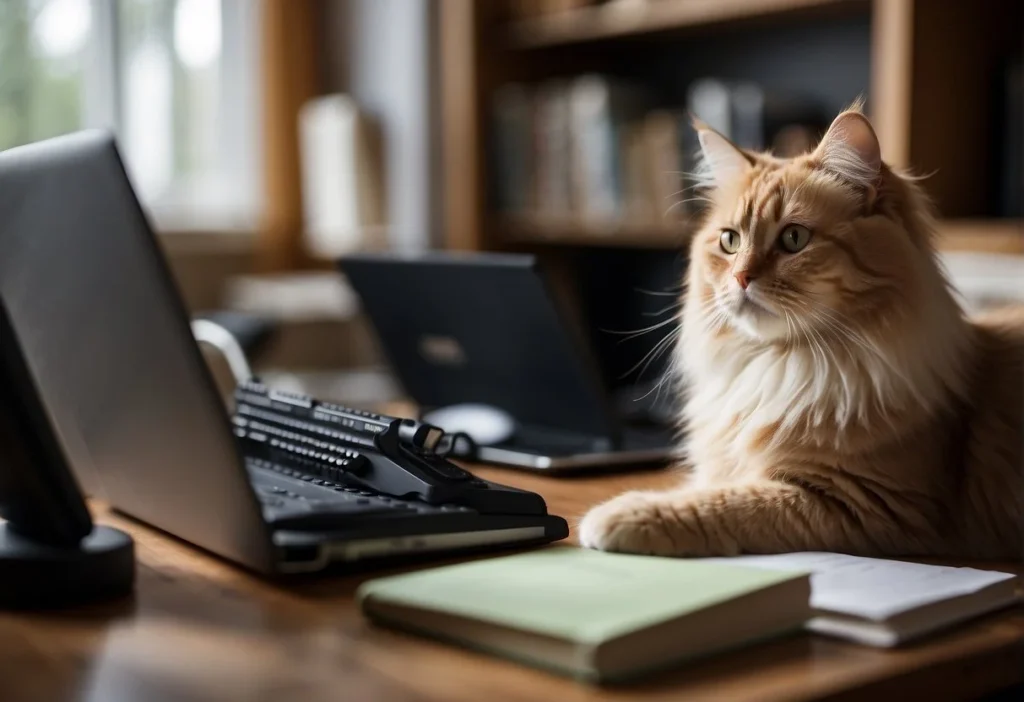 A British longhair cat breeder answering questions from potential buyers in a cozy home office, surrounded by cat-related books and supplies

British Longhair Cat Breeder: Everything You Need to Know